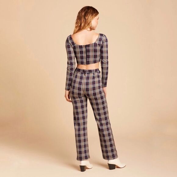 Free People Plaid Modern Love Set Blue Red Size 4 - Picture 2 of 11